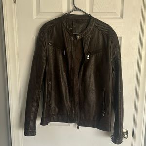 brown, Italian, vegan leather jacket. Size L